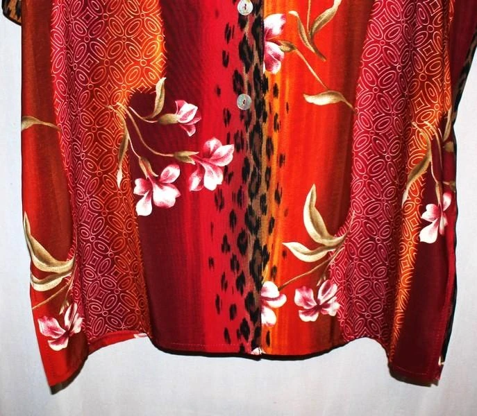 #Bruin, bordeaux, oranje blouse, maat 44 (meer 46) – photo 3